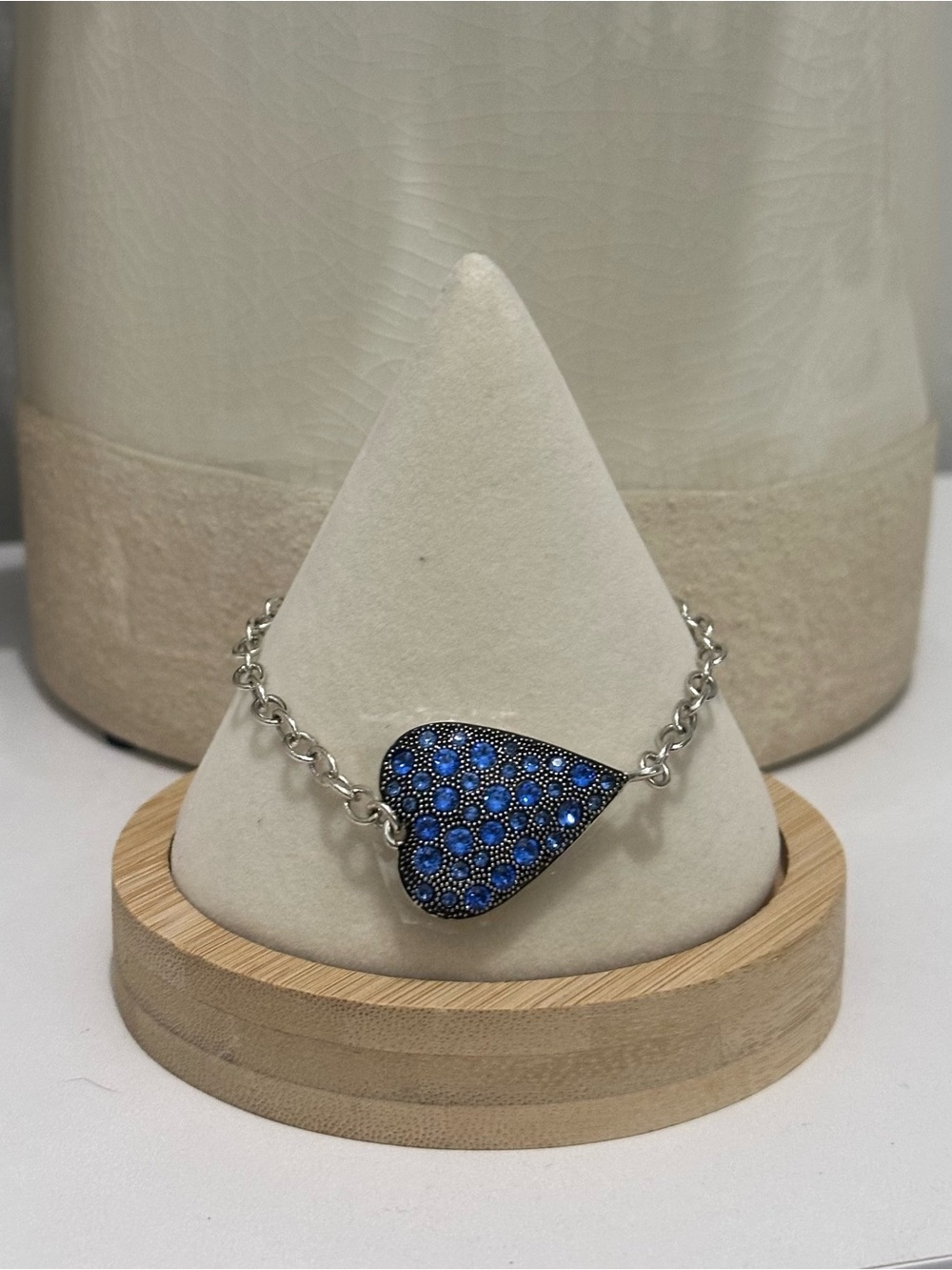 Brighton Silver-Tone Blue Heart Bracelet